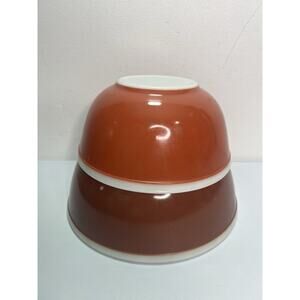 Pyrex Americana White Rim Nesting Mixing Bowls 403 & 404 Set of 2 Fall Colors